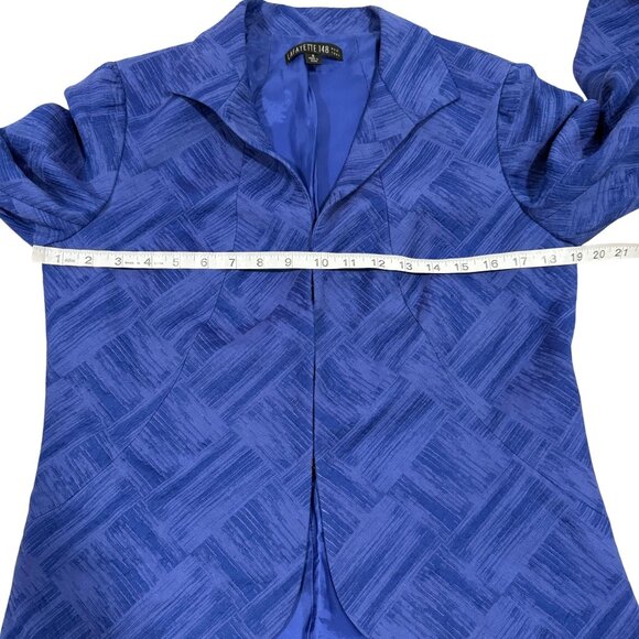 Lafayette 148 New York Royal Blue‎ Brushstrokes Blazer Size 8 - Picture 8 of 9